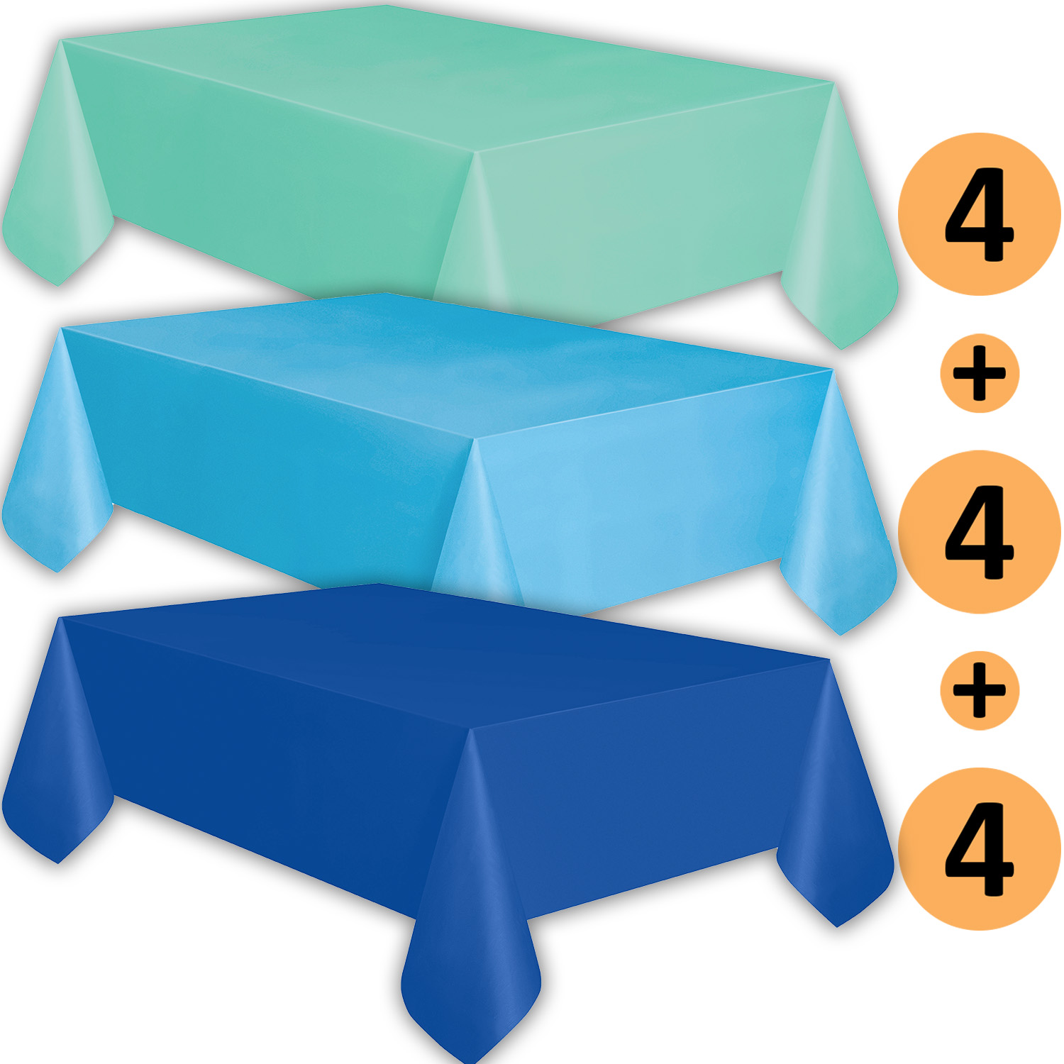 12 Plastic Tablecloths Aqua, Turquoise, Sapphire Blue Premium