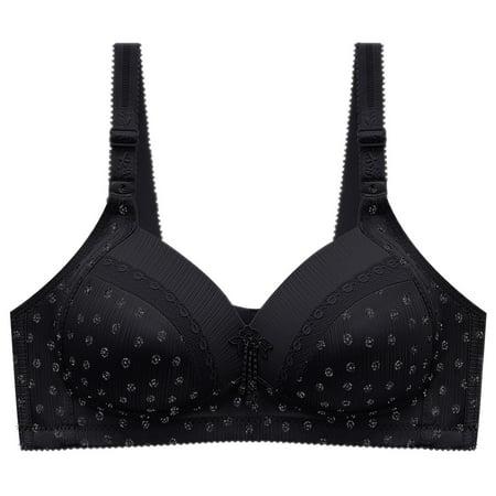 TUWABEII Women s Fashion Printed Non Steel Ring Bralettes With No Marks  Gathered Cups  Slip Light And Beautiful Back Underwear  Daily Bralettes Wireless Lift T-Shirt Bra
