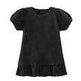 thumbnail image 4 of Cethrio Girls Cotton T-shirts, Ruffled Casual Short Sleeve Crew Neck Summer Tops Black Size 0-12 Months, 4 of 6