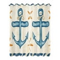thumbnail image 2 of nqOlkjepod Outdoor Curtains for Patio Waterproof, Summer Nautical Blue Outdoor Privacy Panels Grommet, Ocean Anchor Starfish Striped Blackout Outside Curtains for Porch/Cabana 54"x95", 2 Panels, 2 of 8