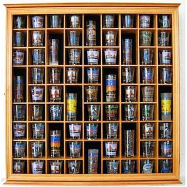 71 Shot Glass Rack Wall Display Case Holder Cabinet Solid Wood Oak Finish Com - Shot Glass Display Cabinet 71 Shot Glass Rack Wall Display Case Holder Cabinet Solid Wood Oak Finish Com - Shot Glass Display Cabinet