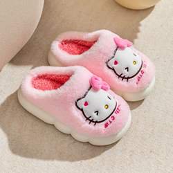 Zapatillas Kawaii Sanrio helloed a kitty antideslizantes y cálidas con dibujos animados de Anime para el hogar, pantuflas para niñas de otoño e invierno, regalos de felpa