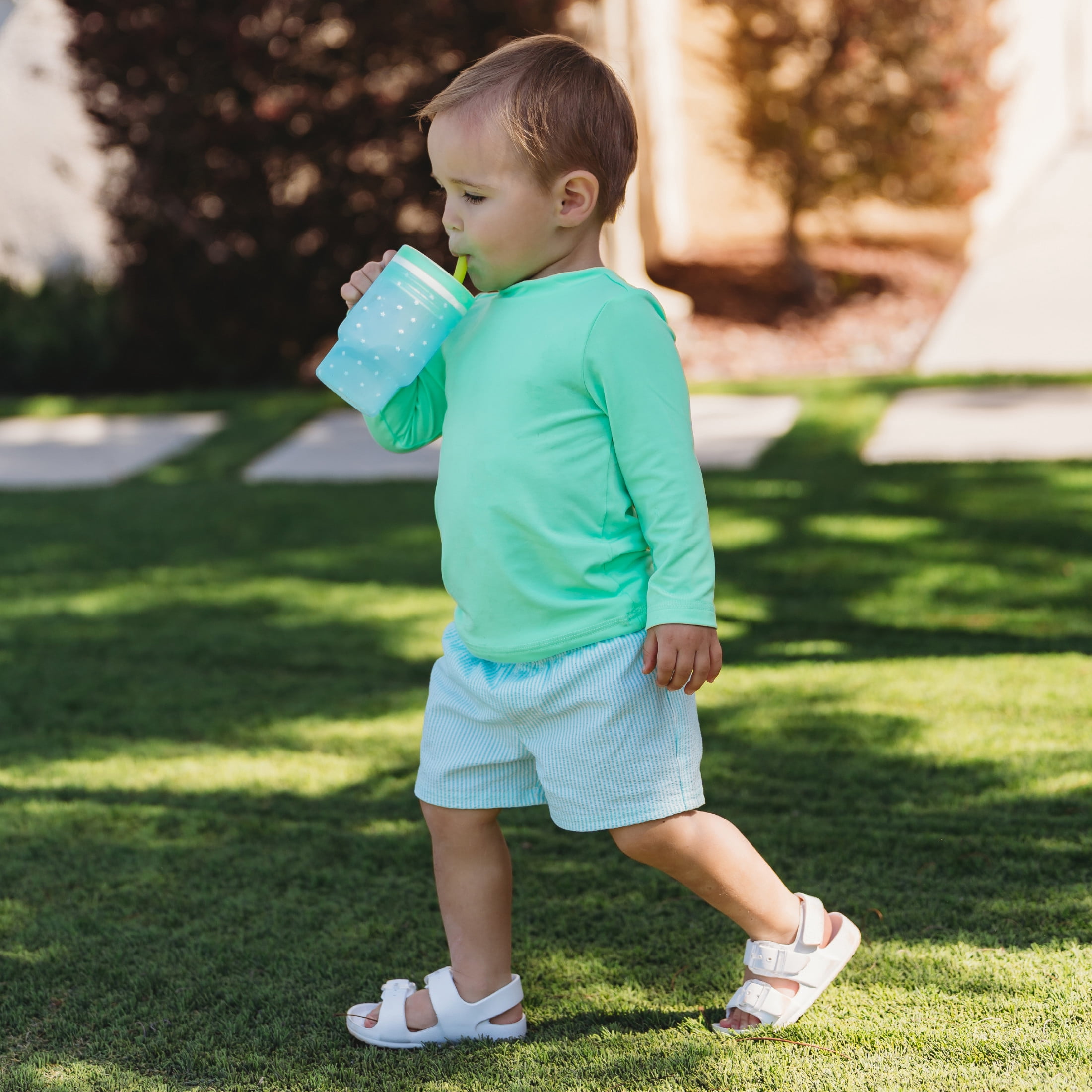 Infantino My 1st Tumbler - Toddler-Friendly 9oz Training Cup with Straw and Handle, Blue Stars