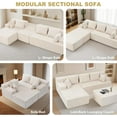 thumbnail image 3 of Reliancer Cloud Sectional Couch with Convertible U Shaped Couch, 96.8" Modern Modular Sofa with 5 Pillows, Boneless Corduroy Upholstered Deep Seat Couches for Living Room Bedroom, Beige Left, 3 of 9