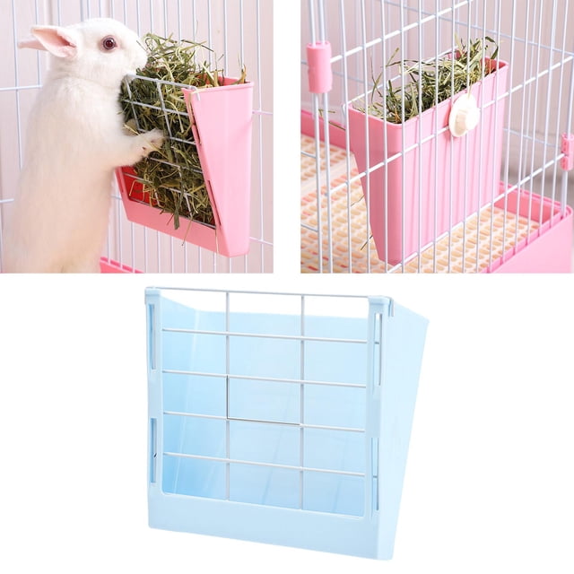 Alimentador para conejos Yinane Comedero de heno para conejos 22,3x20,5x9cm azul