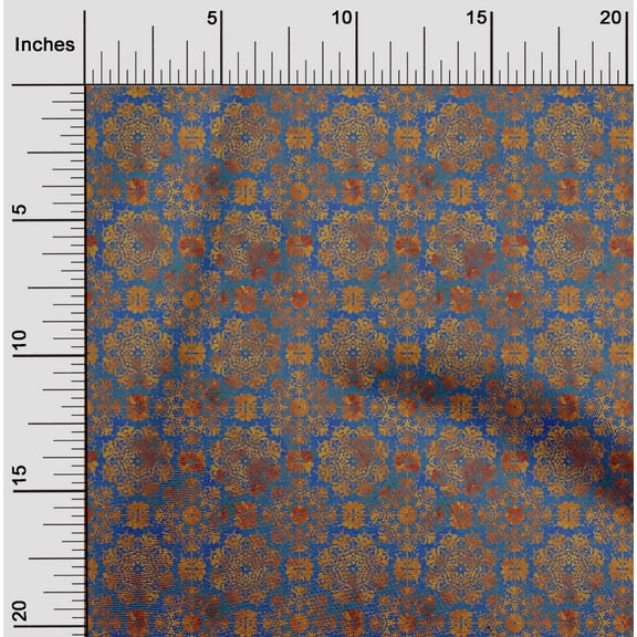 oneOone Polyester Lycra Teal Blue Fabric Batik Sewing Material Print Fabric By The Yard 56 Inch Wide