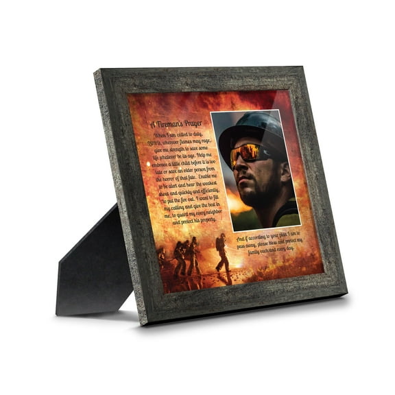 Firefighter Gifts for Men and Women, Fire Academy Graduation Gift, Fire Fighter Gifts or Firehouse Decor, A Fireman's Prayer Framed Wall Art for Home or Fire Station, 6348BW