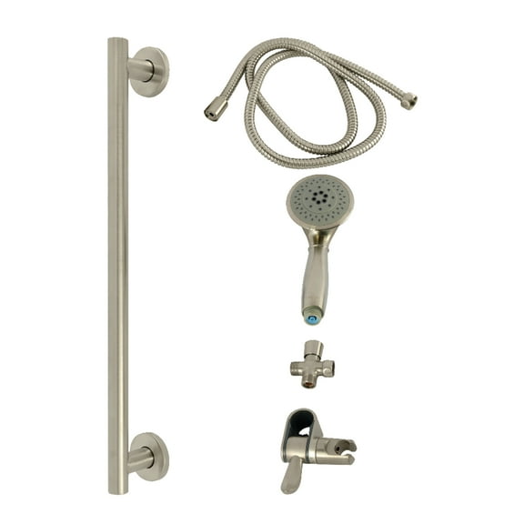 Kingston Brass KAK2528D Made to Match Shower System with Slide/Grab Bar and Hand Shower, Brushed Nickel
