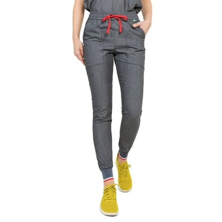 

Mediclo Women s Medical Scrub Pants - Catalina 7 Pockets Elastic Drawstring Waist Eco Friendly Sustainable FYSEL Fabric Tapered Leg Jogger Workwear HGrey FB2060RHGY08 L