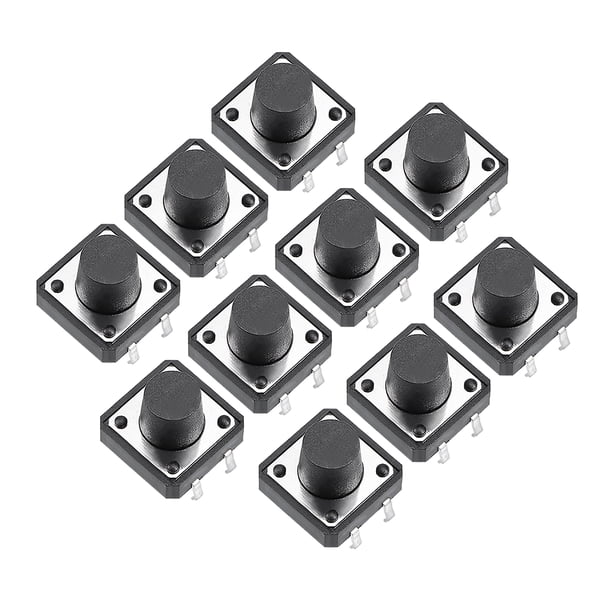 Interruptor de botón táctil momentáneo DIP de 12x12x8mm, 10 piezas