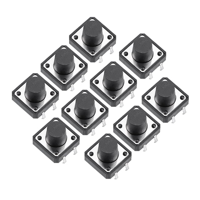 Interruptor de botón táctil momentáneo DIP de 12x12x8mm, 10 piezas