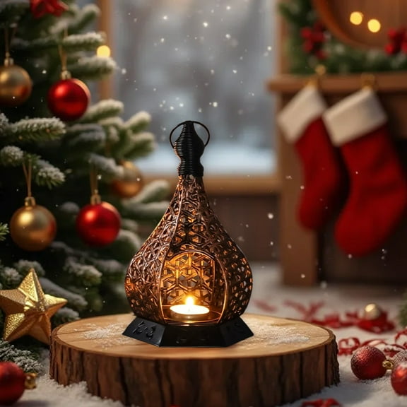 weibbin Moroccan Lantern Lamp Decorative Candle Holders for Ramadan Decorations, Hanging, Outdoor Patio or Porch, Indoor Home Decor Gold