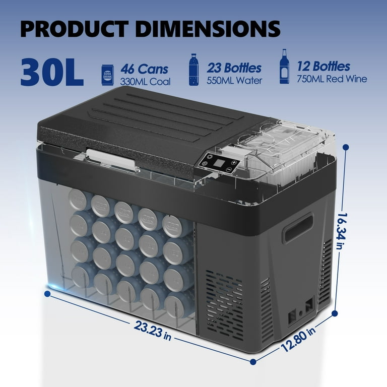 SIMZLIFE Car Refrigerator 12V Portable 32Qt Freezer Cooler