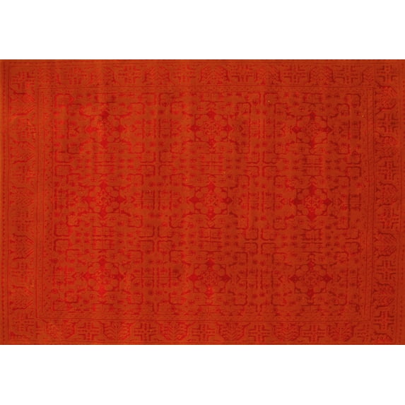 Ahgly Company Indoor Rectangle Abstract Yellow Contemporary Area Rugs, 7' x 10'