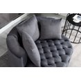 thumbnail image 4 of Velvet Round Barrel Chair, 40.6" Width Tufted Accent Chair with  3 Pillows and Solid Wood Legs, Upholstered Sofa Chair Leisure Chair for Living Room Bedroom Apartment, Gray, 4 of 7