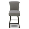 thumbnail image 2 of CHITA 26 in Upholstered Swivel Counter Bar Stools with Back&Wood Legs Set of 2, Fabric in Flint Gray, 2 of 8