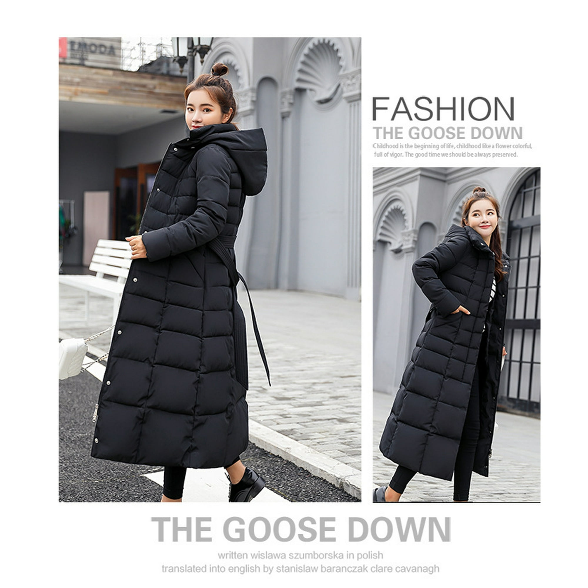 Full length down coat with hood outlet