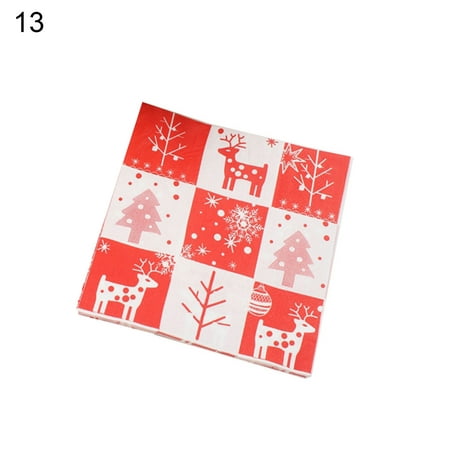 

FLW 20Pcs/Lot Facial Tissue Delicate Skin-Friendly Paper Soft Christmas Tree Wreath Printed Napkins for Party