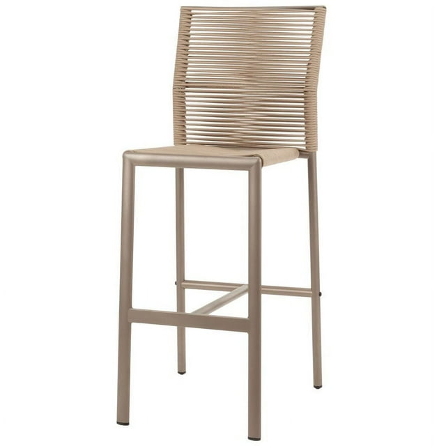 Source Furniture Avalon Aluminum Frame Patio Bar Side Stool in Pewter Rope