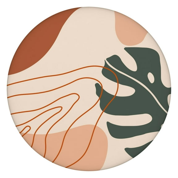 Stretchable Round Table Cover with Bohemian Style Floral - Colorful Elastic Edge Tablecloth - Fits 52-56 Inch