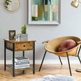 thumbnail image 4 of Gymax 2PCS Industrial End Side Table Nightstand with Drawer Shelf Rustic Brown, 4 of 10