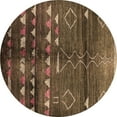 thumbnail image 1 of Ahgly Company Indoor Round Oriental Brown Industrial Area Rugs, 4' Round, 1 of 4