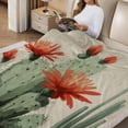 thumbnail image 2 of FCXZI Fuzzy Fluffy Soft Cozy Blanket Cactus Red Flower Flannel 40*50in, 2 of 7