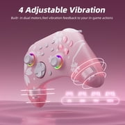 Pink Wireless Controller for Switch/Switch 2, PC, iOS & Android – Hall Effect Joysticks, Programmable Back Buttons, RGB Lighting, Turbo & Vibration, Bluetooth Gamepad