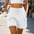 thumbnail image 4 of biudgviw Women's Sweat Shorts Elastic Waist Cargo Shorts Summer Casual Drawstring Shorts with Multi Pockets for Daily Wear, 4 of 7
