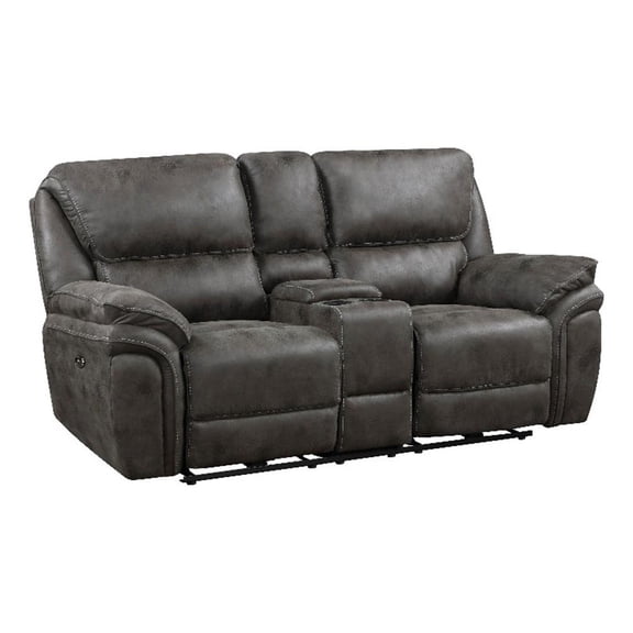Tony 80 Inch Power Double Recliner Loveseat- Console Cupholders- USB- Gray