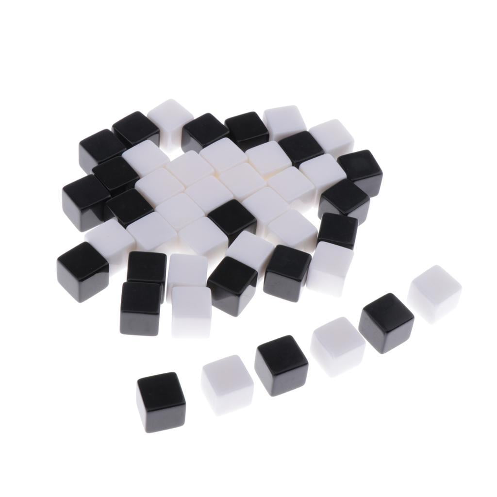 LeeQinersw 100 Pack Plastic White Black Blank 6 Sided Dice 16mm for RPG Math Teaching