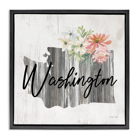 Stupell Industries Shabby Chic Shabby Chic Washington Black Floating Frame Canvas Art, 18 x 18, by Cindy Jacobs