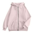 thumbnail image 4 of Womens Zip Up Hoodies Oversized Sweatshirts Fall School Fashion Outfits Casual Jackets 2025 Winter Clothes Light pink S, 4 of 5