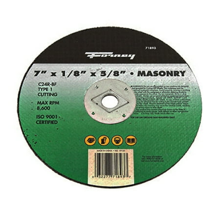 

Forney 2PK 7 x 1/8 Masonry Type 1 Cutting Wheel 5/8 Arbor Silicon Carbide & Du