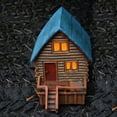 thumbnail image 5 of Mini Light Up LED Log Cabin Outdoor Fairy Garden House Rustic Wood Dollhouse Landscape Decor, 5 of 6