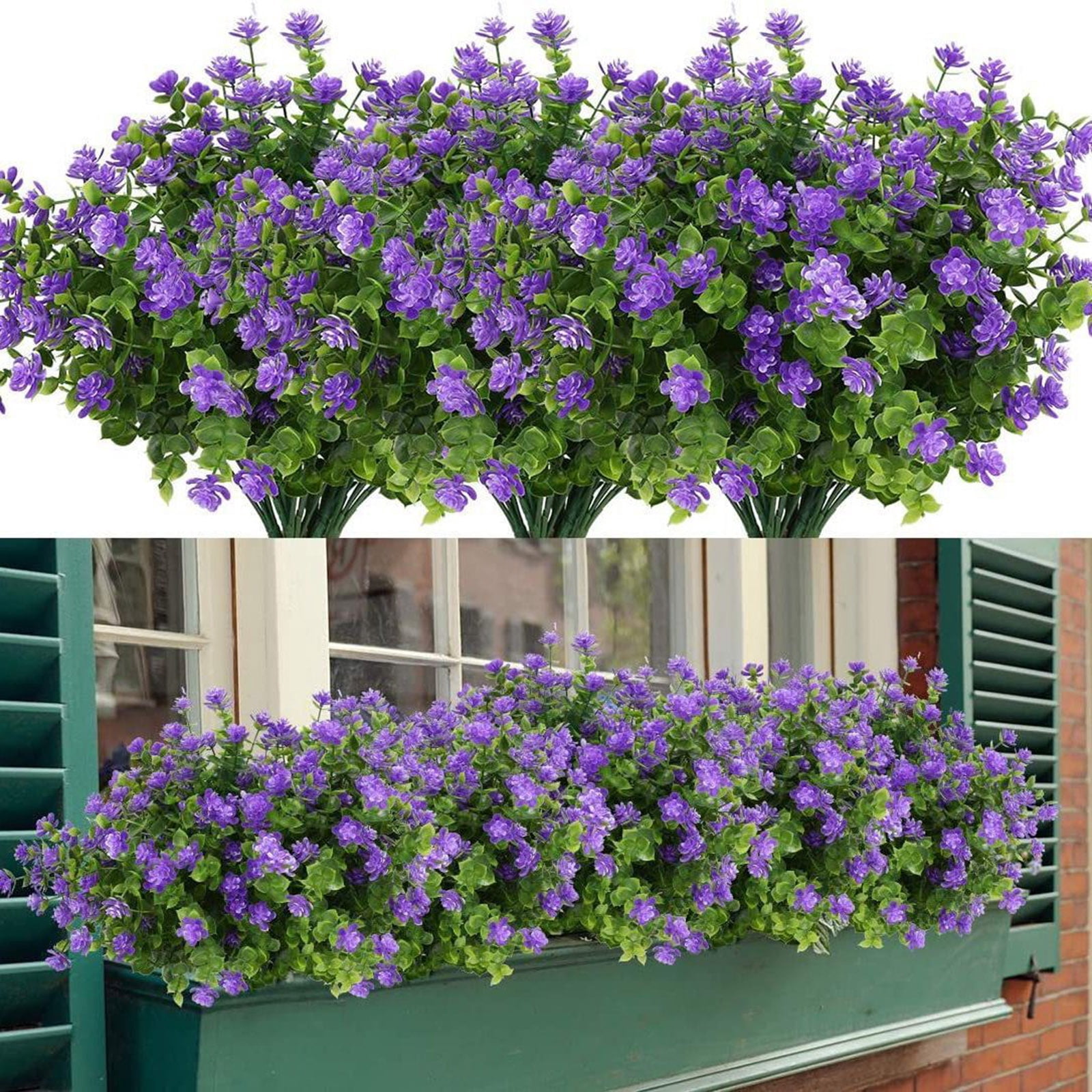 1 Bundles Artificial Flowers Outdoor, Artificial UVResistant Plastic Flower for Hanging Planter Porch Window Home Wedding Spring Summer Decor