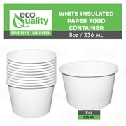 EcoQuality [25 Count] 8 oz Disposable White Paper Soup Containers - Half Pint Ice Cream Containers, Frozen Yogurt Cups, Restaurant, Microwavable, Take Out, to Go Deli Containers, Recyclable