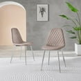 thumbnail image 2 of Furniturebox UK Corona Modern Adult Faux Leather Dining Side Chairs, Cappuccino/Beige (Set of 2), 2 of 6