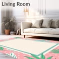 thumbnail image 2 of ODIKA 3'x5' Machine Washable Non-Slip Area Rug, Storybook Giraffe Illustration Surrounded by Pastel Safari Flora Motif High Traffic Rug, Pink, 721473, 2 of 7