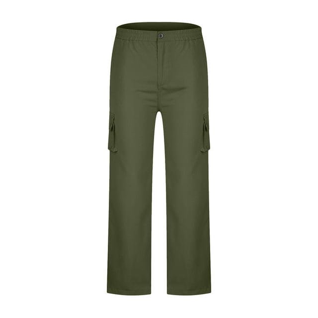 UAMVSH Pantalon Cargo pour Femme Taille Élastique Bouton Pantalon Athlétique Ample Jambe Grand Plein Air Randonnée Pantalon Athlétique avec Poches (X-Grand, Vert Armée)