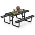 thumbnail image 2 of Costway 72" Coated Steel Camping Table with Seats Outdoor Picnic Table & Bench Set for 8 Black, 2 of 10