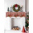 thumbnail image 5 of Christmas Mantel Scarf Fireplace Decorations for Living Room, Xmas Ice Cream Pine Leaves Red Beige Striped Fireplace Mantel Scarf Cover Runner for Halloween/Thanksgiving/Christmas Decor 70"x17", 5 of 6