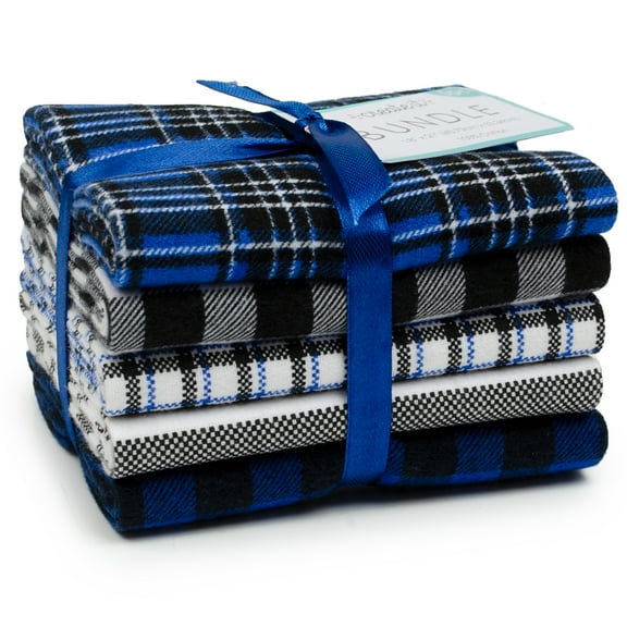 Create It 18"x21" Cotton Flannel Plaid Precut Sewing & Craft Fabric Bundle, Blue 5 Piece