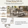 thumbnail image 6 of Dining Table Set for 6, TUANLUO 6 Piece Dining Table Set, Dining Room Set with Upholstered Bench and 4 Chairs, Wood Dining Table Set Furniture for Kitchen Dining Room Apartment, Gray, 6 of 10
