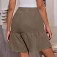 thumbnail image 4 of ABATAB Shorts for Women Trendy Button down Elastic Waisted Hot Shorts Ruffle Solid Color Beach Vacation Fashion Shorts, 4 of 7