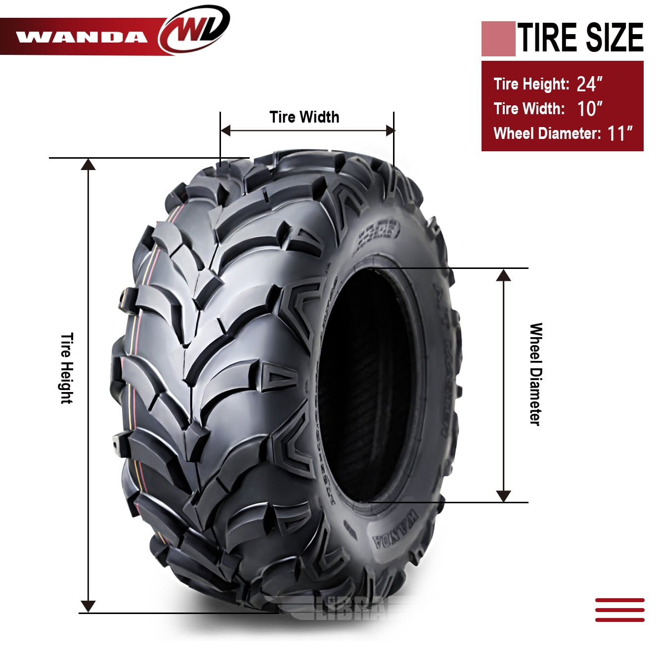 2 New WANDA ATV/UTV Tires 24x10-11 /6PR P341 - 10155