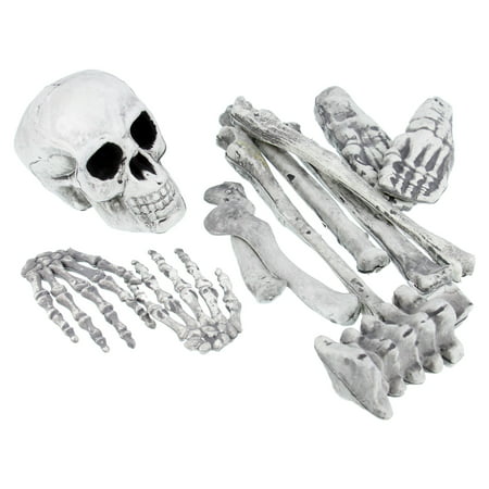 Halloween Haunters 12pc Bag of Plastic Skeleton Skull Bones Set Prop Decoration