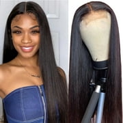 Grace Length Straight 4x4 Lace Front Wigs Human Hair for Black Women Brazilian Virgin Lace Frontal Wigs 150% Density Pre Plucked Hairline with Baby Hair Natural color (16inch)
