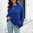 thumbnail image 3 of Womens Fall Fashion 2022! QLEICOM Sweaters for Women, Women's Three-dimensional Plaid Sweater Women's Loose Autumn And Winter Long-sleeved Sweater On Clearance, 3 of 6