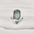 thumbnail image 2 of Natural Blue Apatite Ring, Rough Apatite Ring, Healing Birthstone, V Crown Band Ring, 925 Sterling Silver, Womens Ring, Christmas, Thanksgiving, Handmade, Statement Jewelry, Rough Gemstone Jewelry, 2 of 5